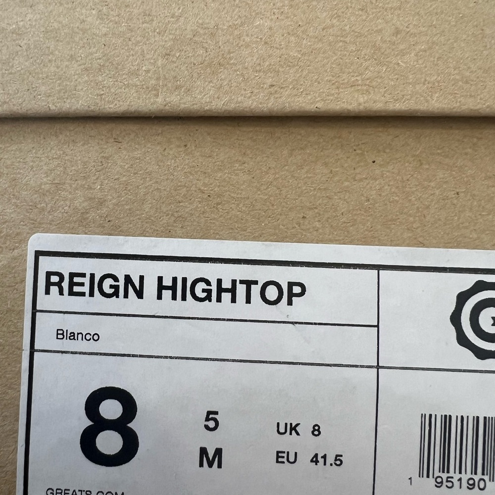 Greats The Reign High Top Blanco Italian Leather Distressed Sneakers Size 8.5 US - Picture 4 of 6